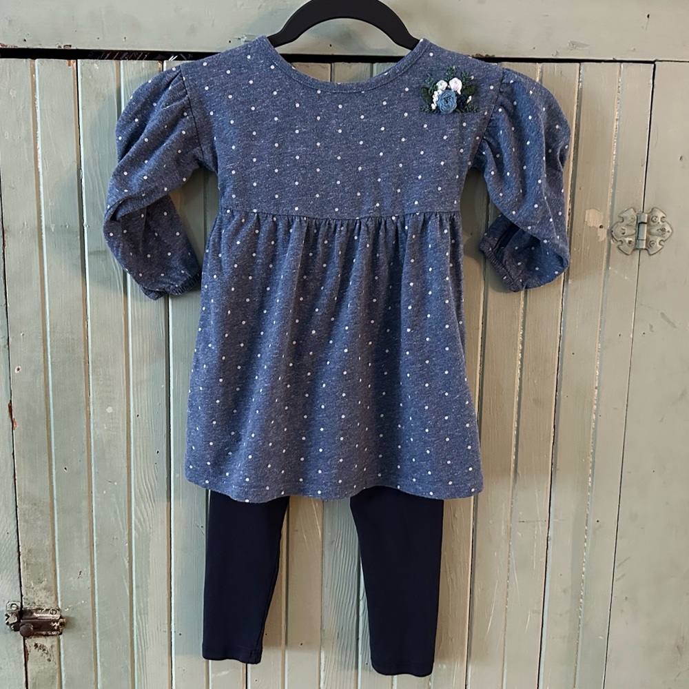 GAP Embroidered Polka Dot Dress with H&M Leggings